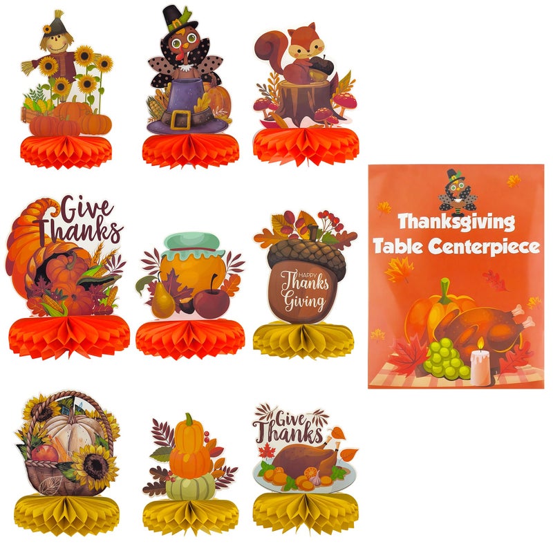 OHOME Thanksgiving Table Decor - 9 PCS Honeycomb | Thanksgiving Decorations Indoor Outdoor - Fall Centerpieces for Tables | Friendsgiving Party Decorations Supplies Favors Essentials for Home Kitchen - Image 1